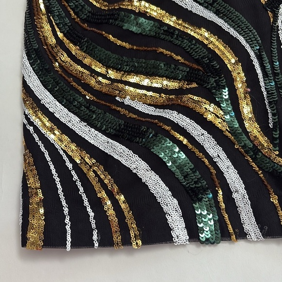 Marciano "Jen Tunic Dress" in Green and Gold Sequin - Picture 4 of 10